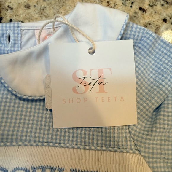 Blue Gingham Little Brother Romper - Picture 4 of 5